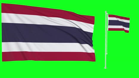Greenscreen-Schwenkt-Thailändische-Flagge-Oder-Fahnenmast